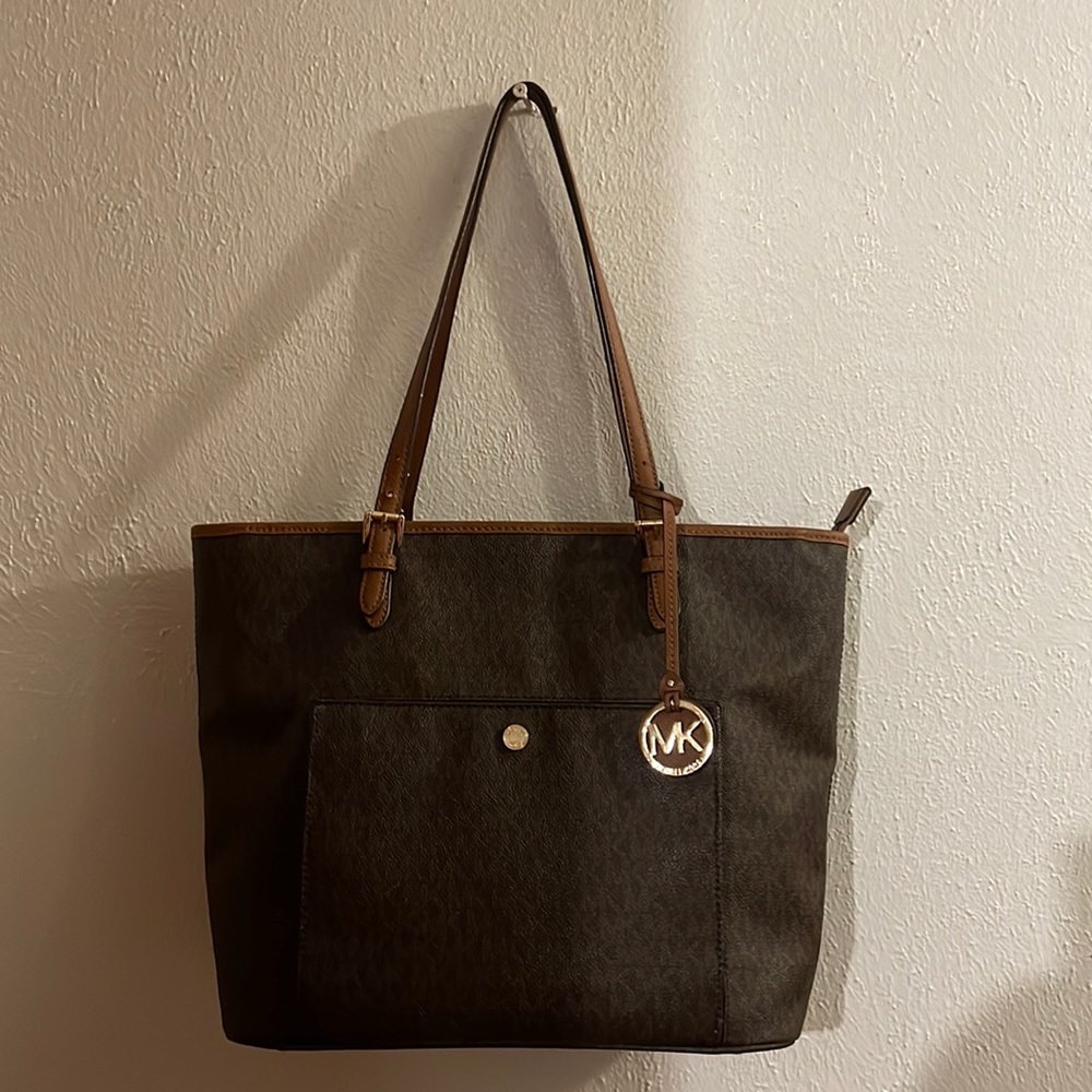 Michael Kors Jet Set Tote Brown Logo Medium #FC-1701